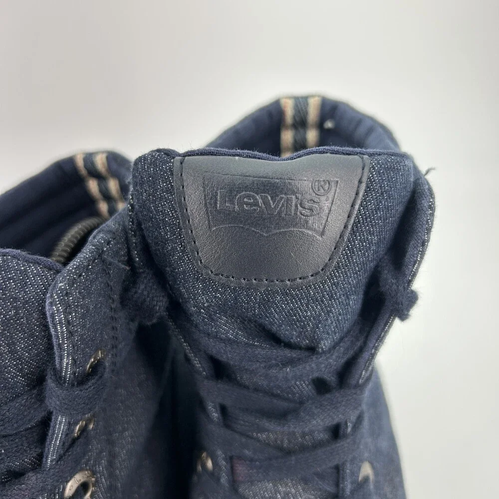 Levis Boots Mens Size 7 Blue Denim Combat Lace Up Ankle Casual Rugged Sole